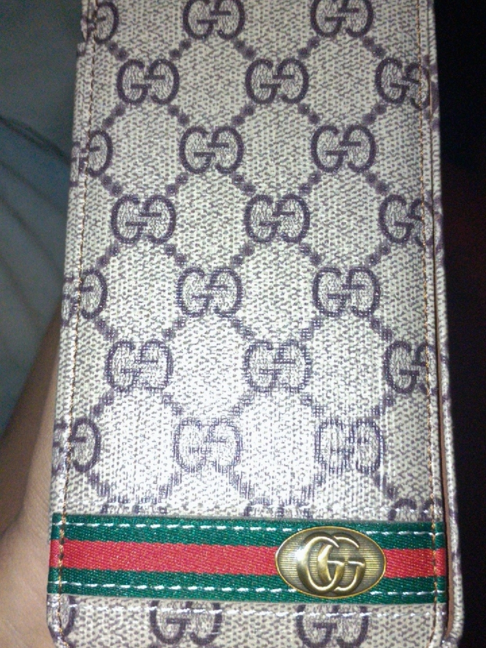 Luxury Beige and Green Pattern Phone Wallet Case